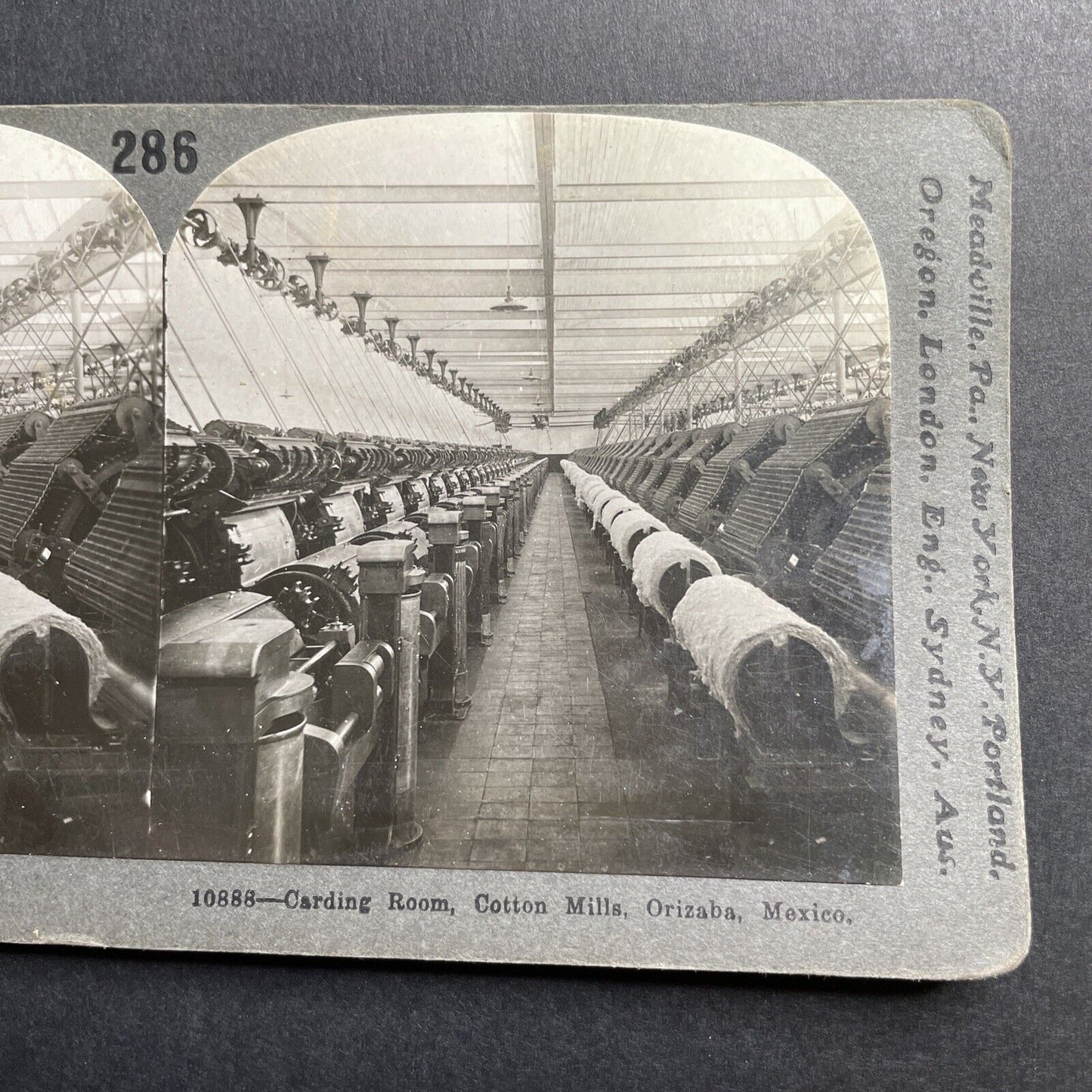 Antique 1913 Cotton Mill Factory Orizaba Mexico Stereoview Photo Card P1664