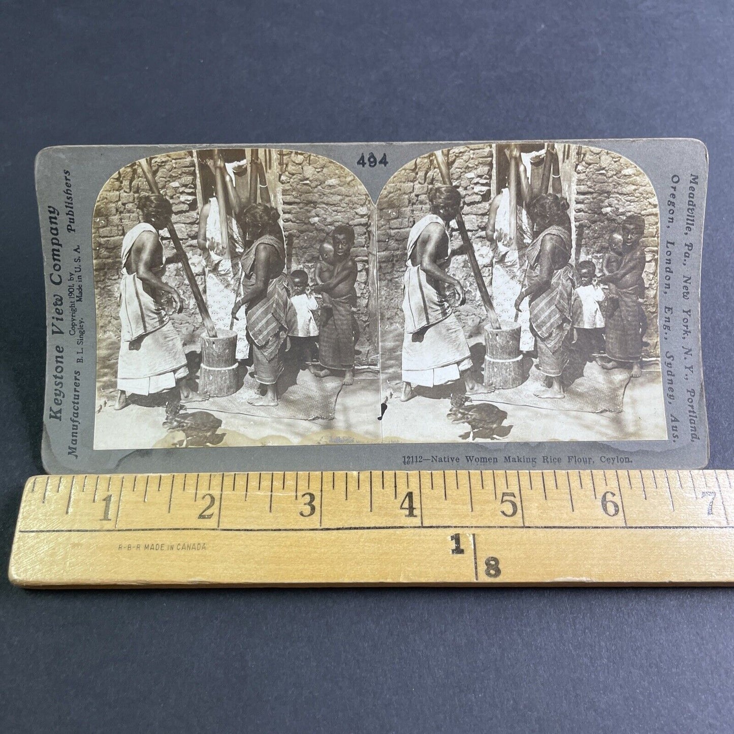 Antique 1901 Native Women And Children In Sri Lanka Stereoview Photo Card P2110