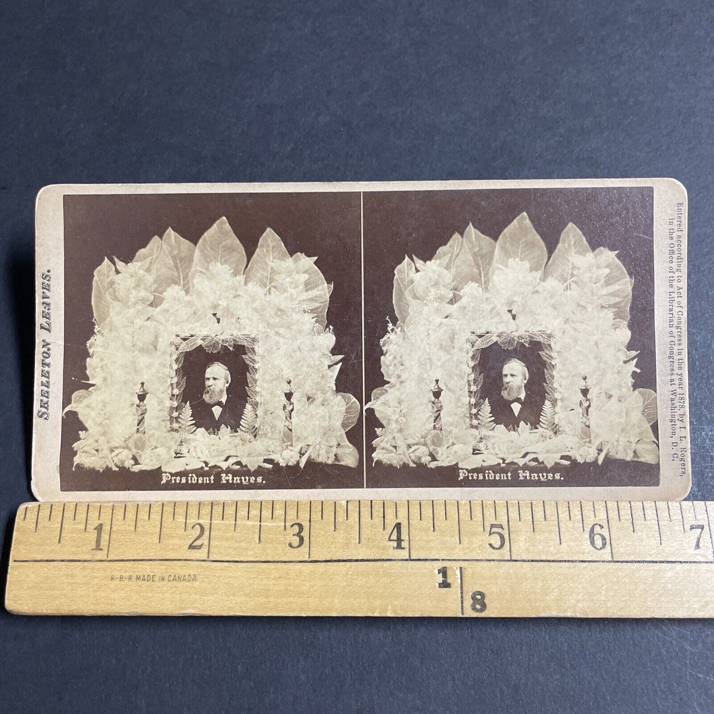 Antique 1878 Rutherford B. Hayes Flower Arrangement Stereoview Photo Card P4640