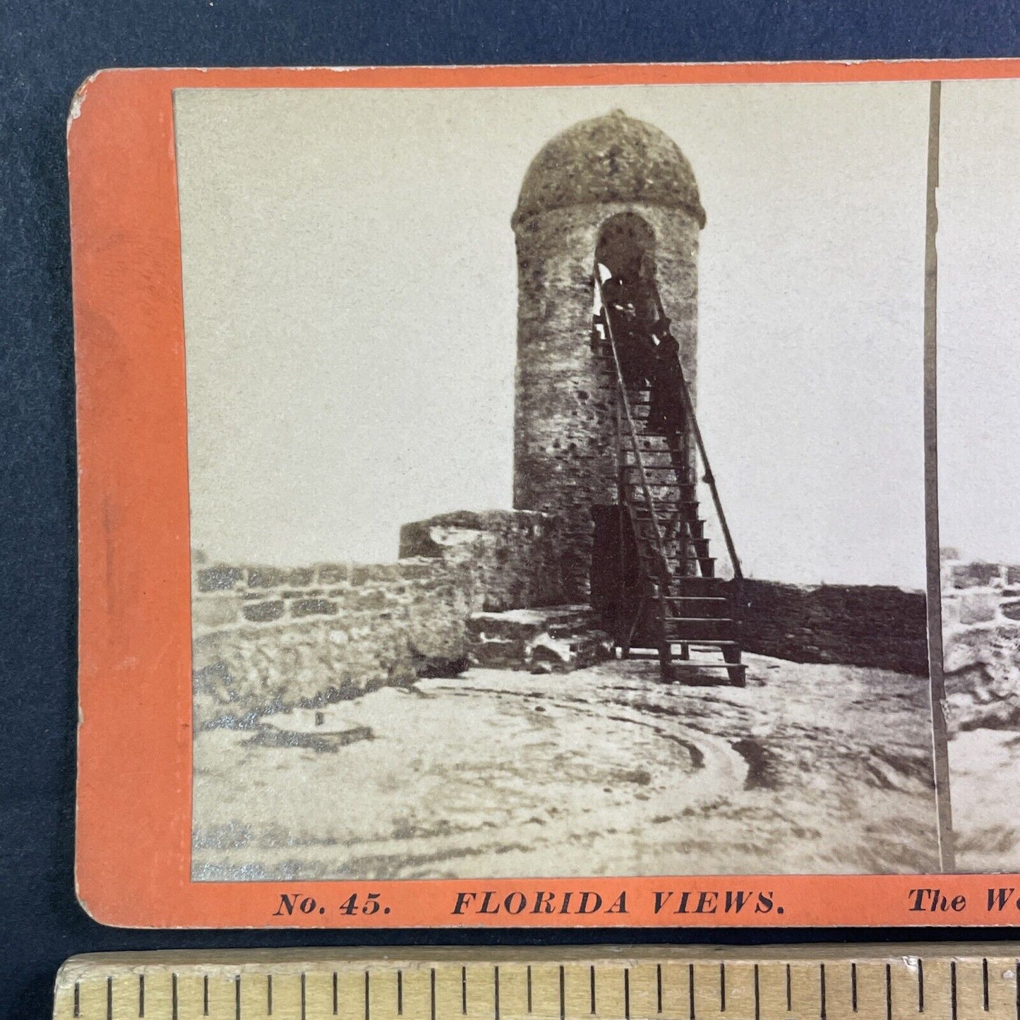 Sentry Tower Fort Marion Stereoview St. Augustine Florida Antique c1870s Y077