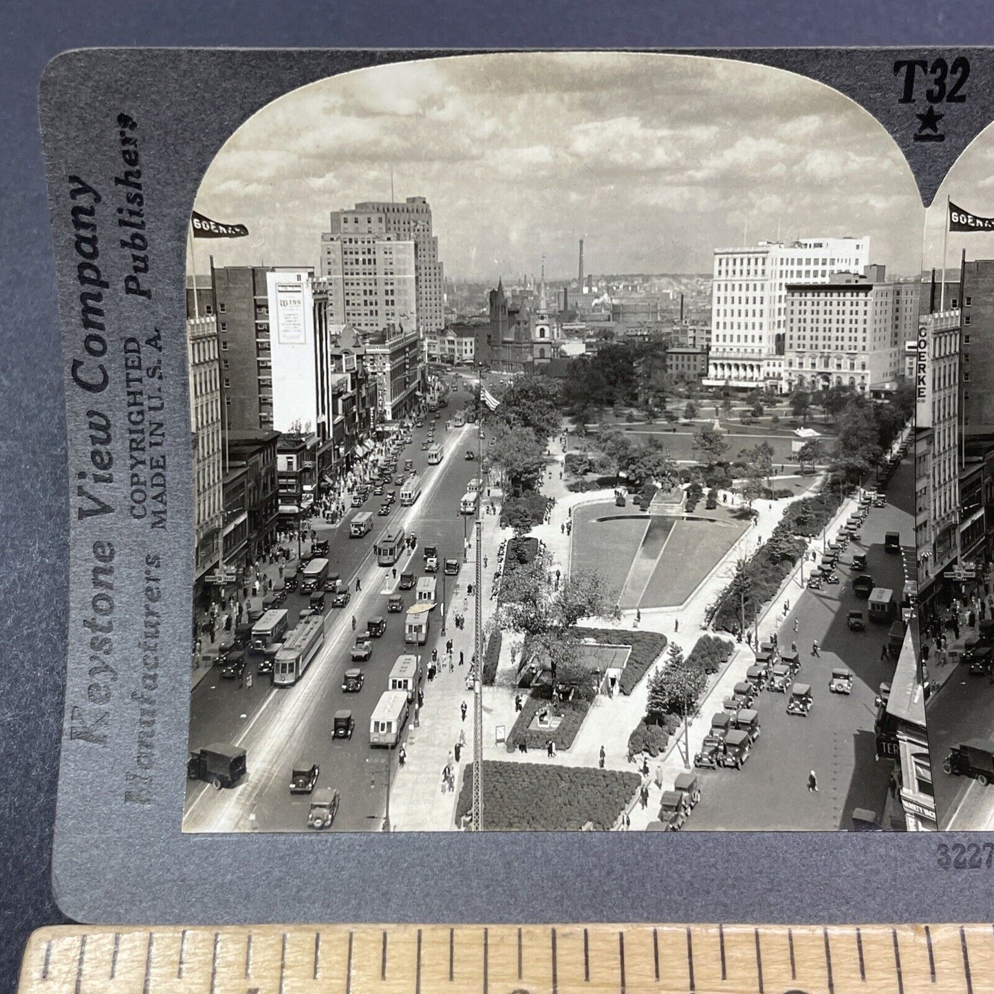Antique 1920s Newark New Jersey Busy Downtown Stereoview Photo Card V2048