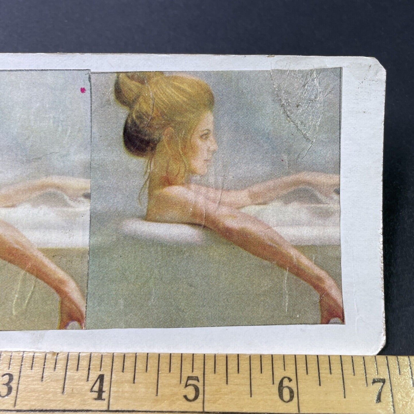 Antique 1890s Woman Taking A Bubble Bath In Bathtub Stereoview Photo Card P3020