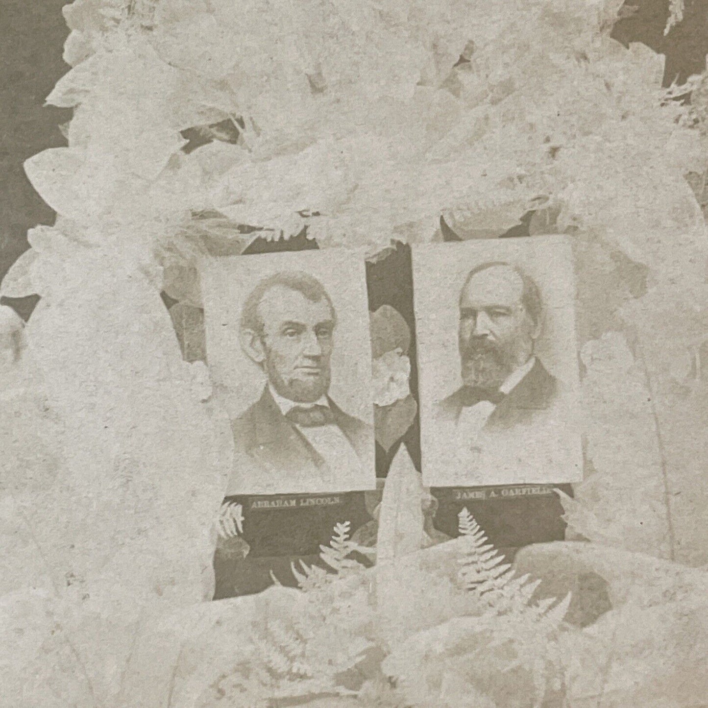 James A. Garfield Funeral Coffin Flowers Stereoview Antique c1884 X2746