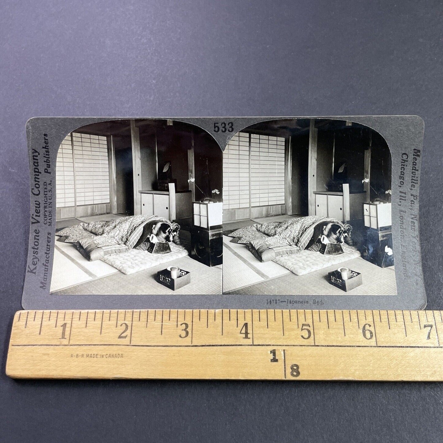 Antique 1910s Japanese Geisha Bed Pillow Japan Stereoview Photo Card P3743