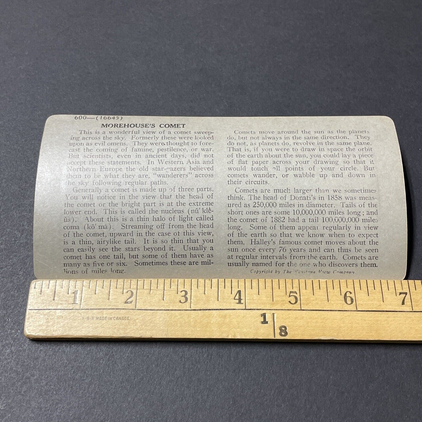 Antique 1908 The Morehouse Oort Cloud Comet Stereoview Photo Card V2644