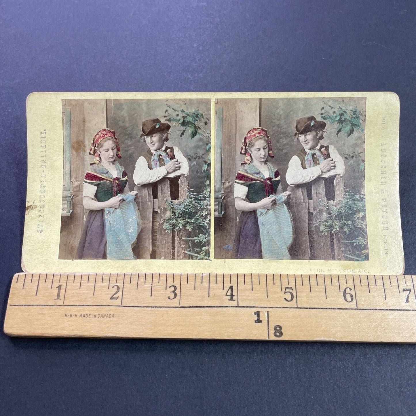 Antique 1870s Boy And Girl Falling In Love Berlin Stereoview Photo Card P4114