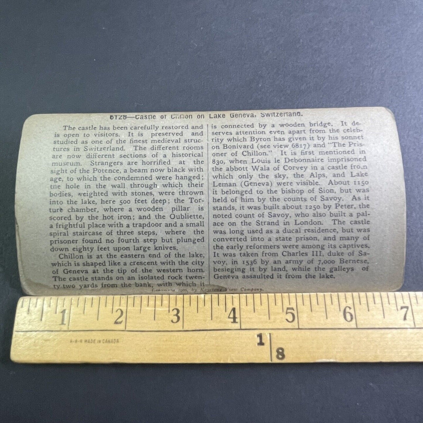 Antique 1905 Chillon Castle Veytaux Switzerland Stereoview Photo Card P2222