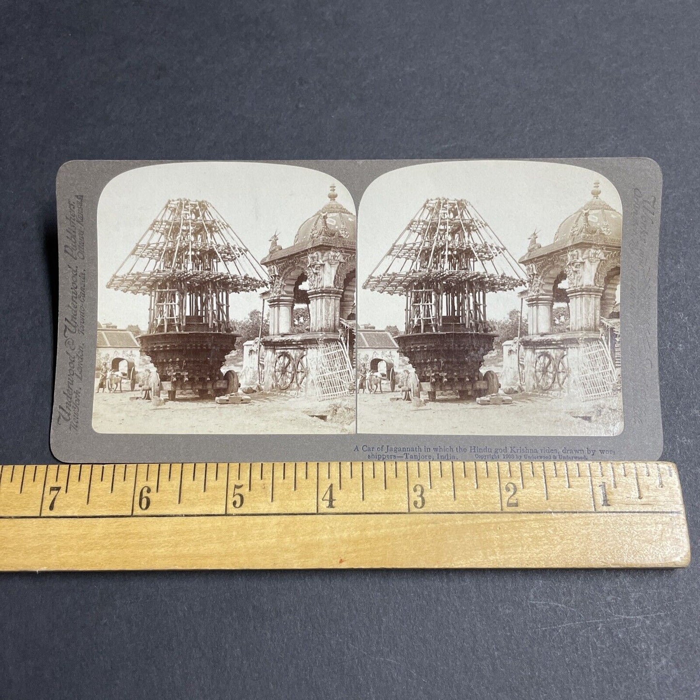 Antique 1903 A Wagon Invention For Hindu Worship Stereoview Photo Card P5657