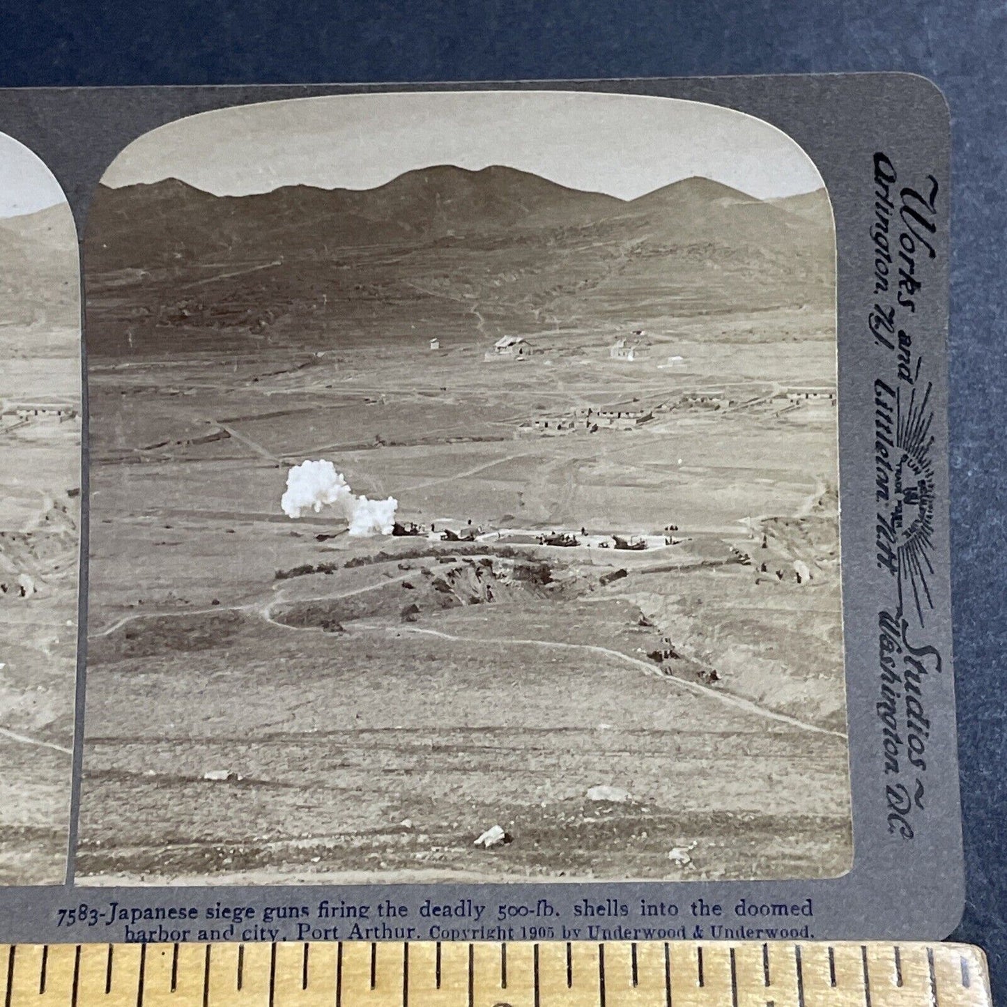 Antique 1905 Japan 500lb Canons Fire On Russians Stereoview Photo Card P380-16