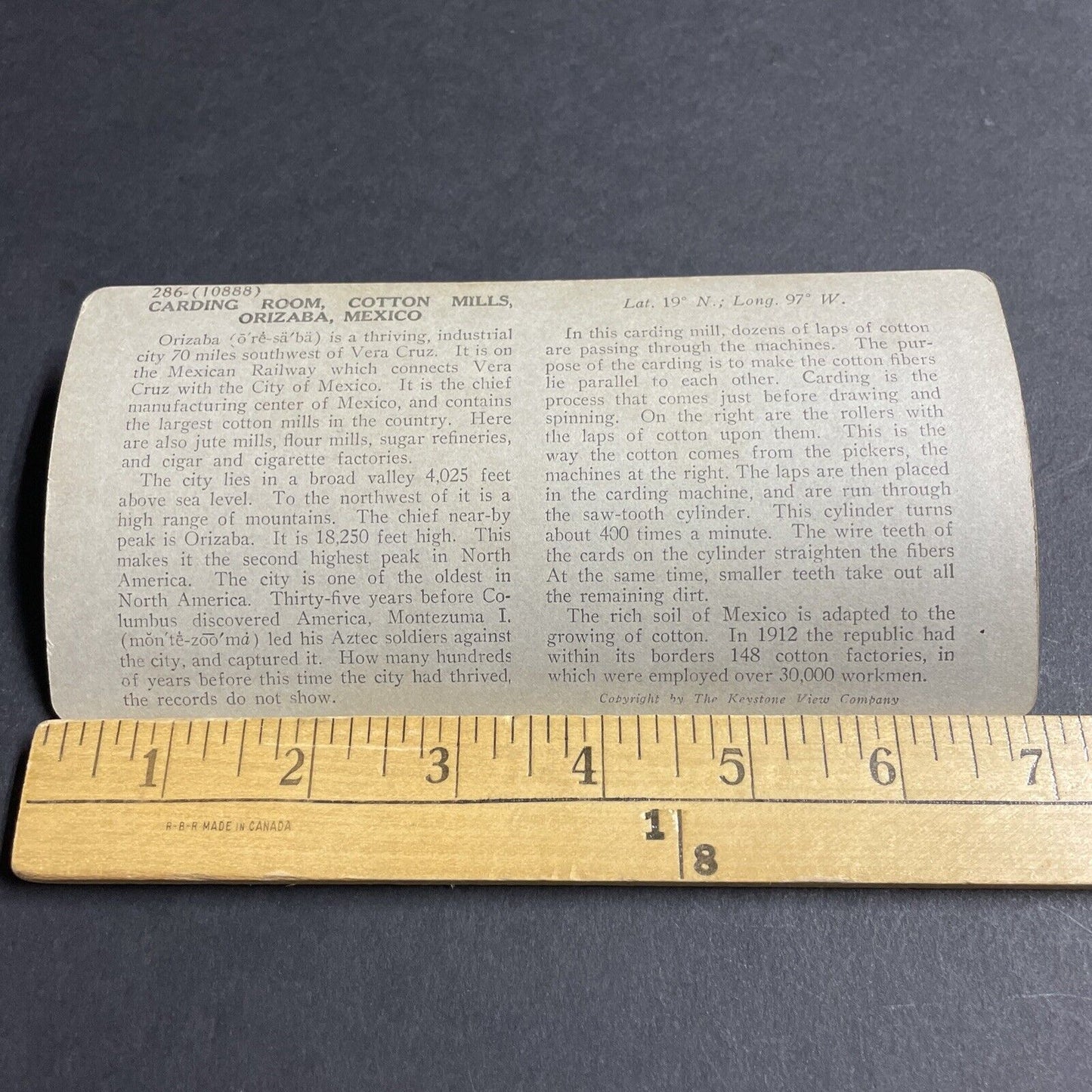 Antique 1910s Cotton Mill In Orizaba Mexico Stereoview Photo Card P4444