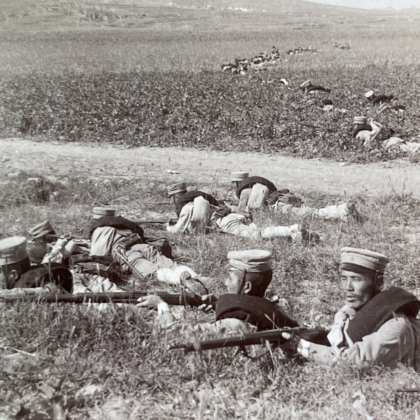 Japanese Marksmen Soldiers Stereoview Russo-Sino War Antique c1905 X4206