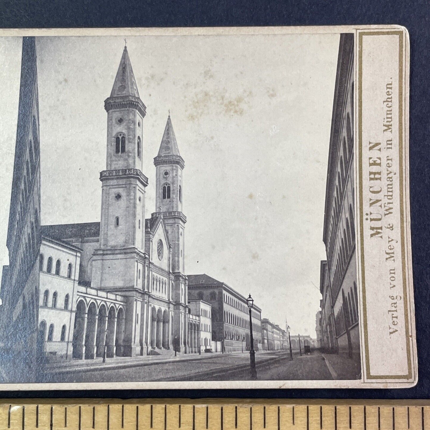 Munich Cathedral Church Germany Stereoview Christian Koenig Antique c1860s Y2183