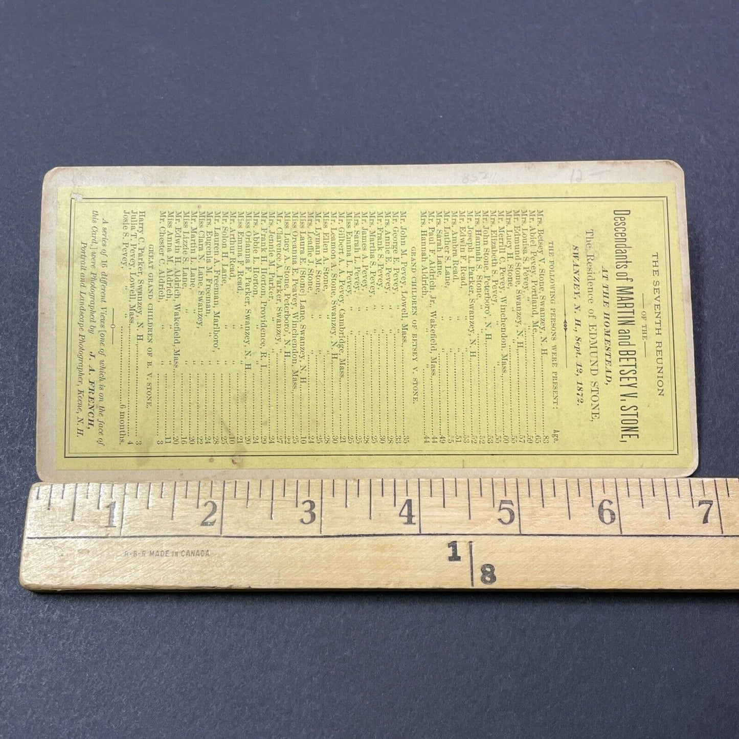 Antique 1872 Edwin Stone House Drinking Pig Fat Swanzey NH Stereoview Card V2109