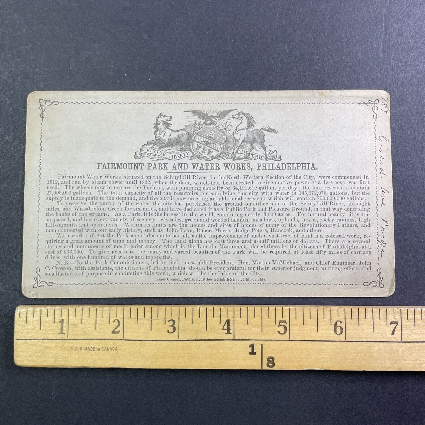 Fairmount Park Philadelphia Pennsylvania Stereoview James Cremer c1880s Y444