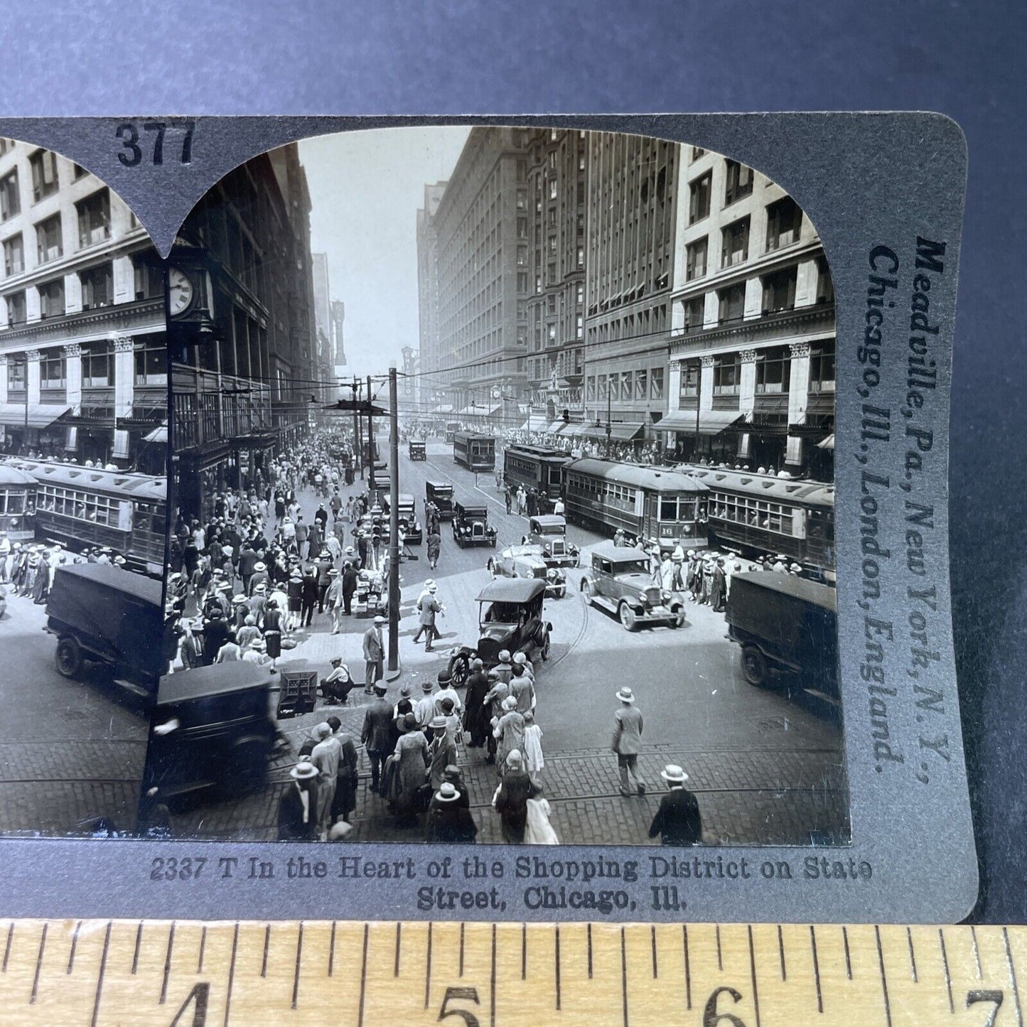 Antique 1920s State Street Chicago Illinois Stereoview Photo Card P3163