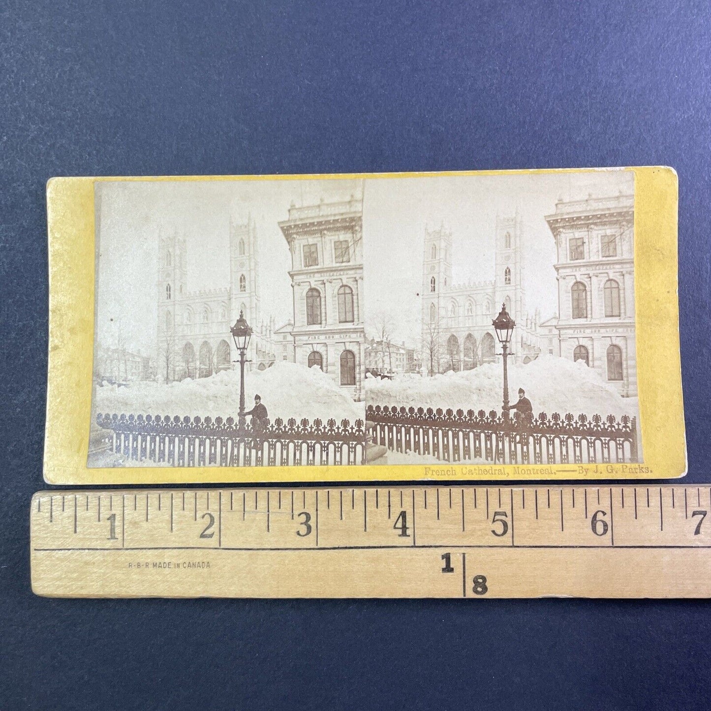 J.G. Parks Self-Portrait Notre Dame Church Montreal Stereoview c1870 Y1728
