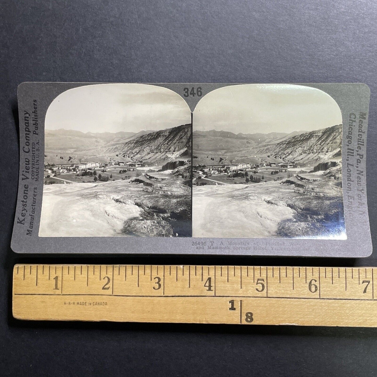 Antique 1920s Mammoth Springs Hotel Wyoming Stereoview Photo Card P1405