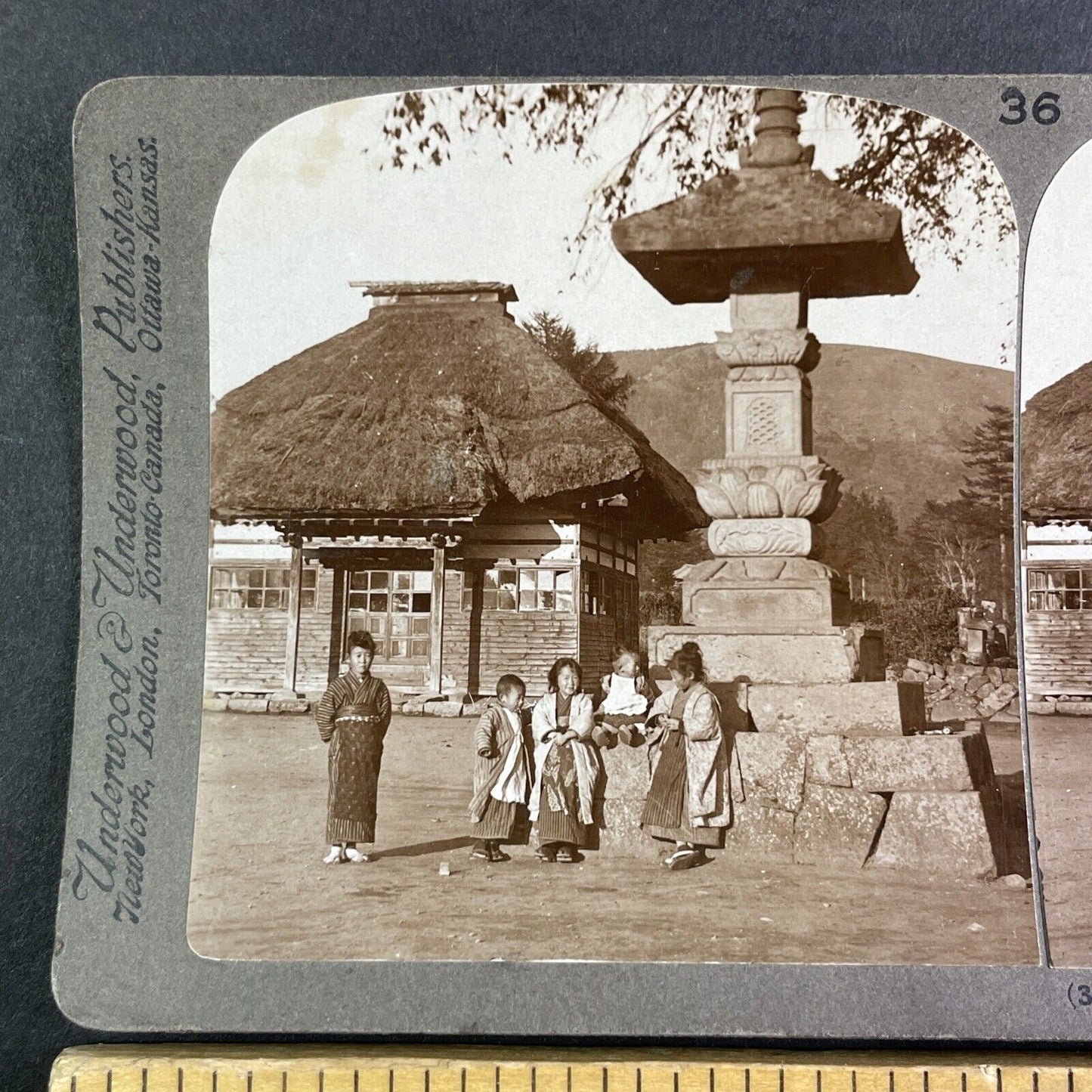School House in Karuizawa Japan Stereoview Schoolhouse Antique c1904 Y2597