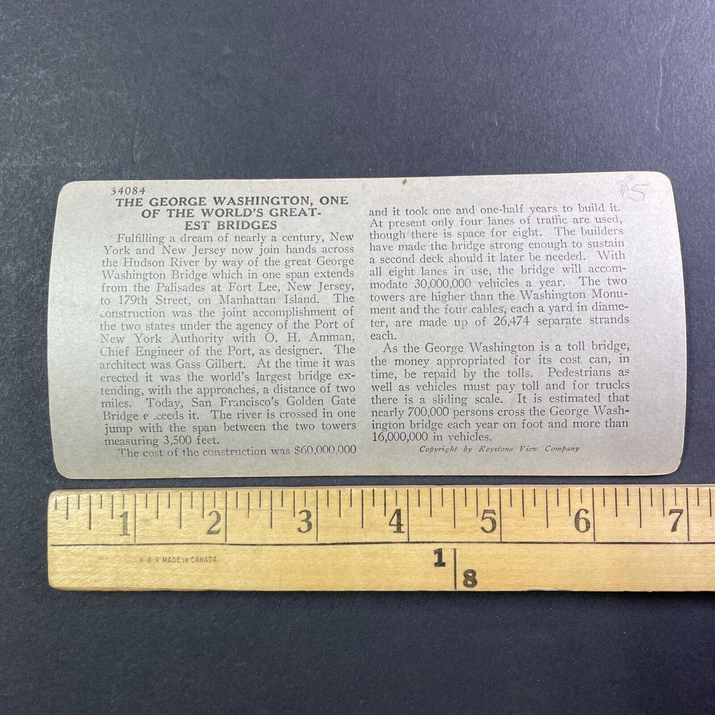 George Washington Bridge Manhattan Stereoview New York City Antique c1920s Y545