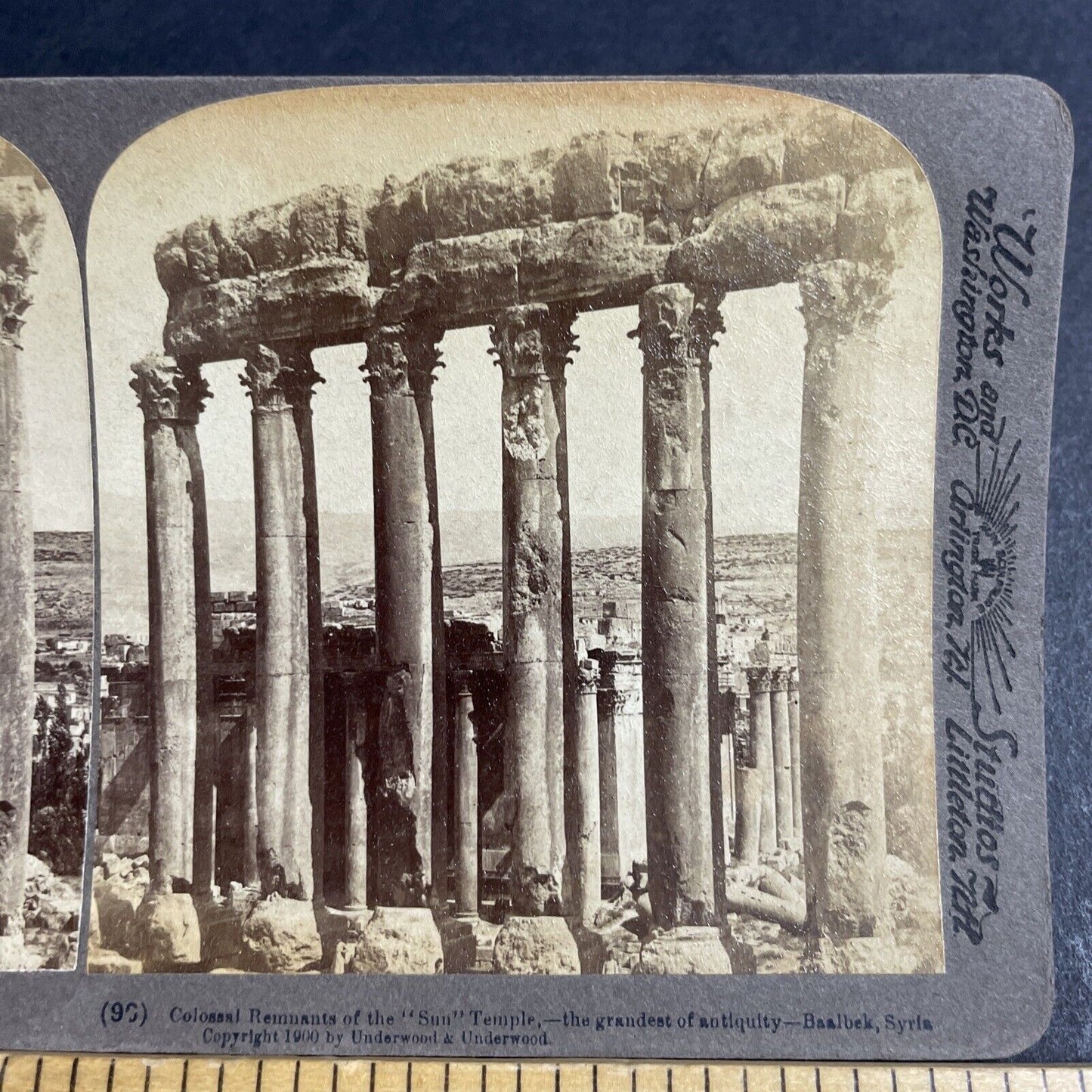 Antique 1900 Temple Of Bacchus Baalbek Lebanon Stereoview Photo Card P4186