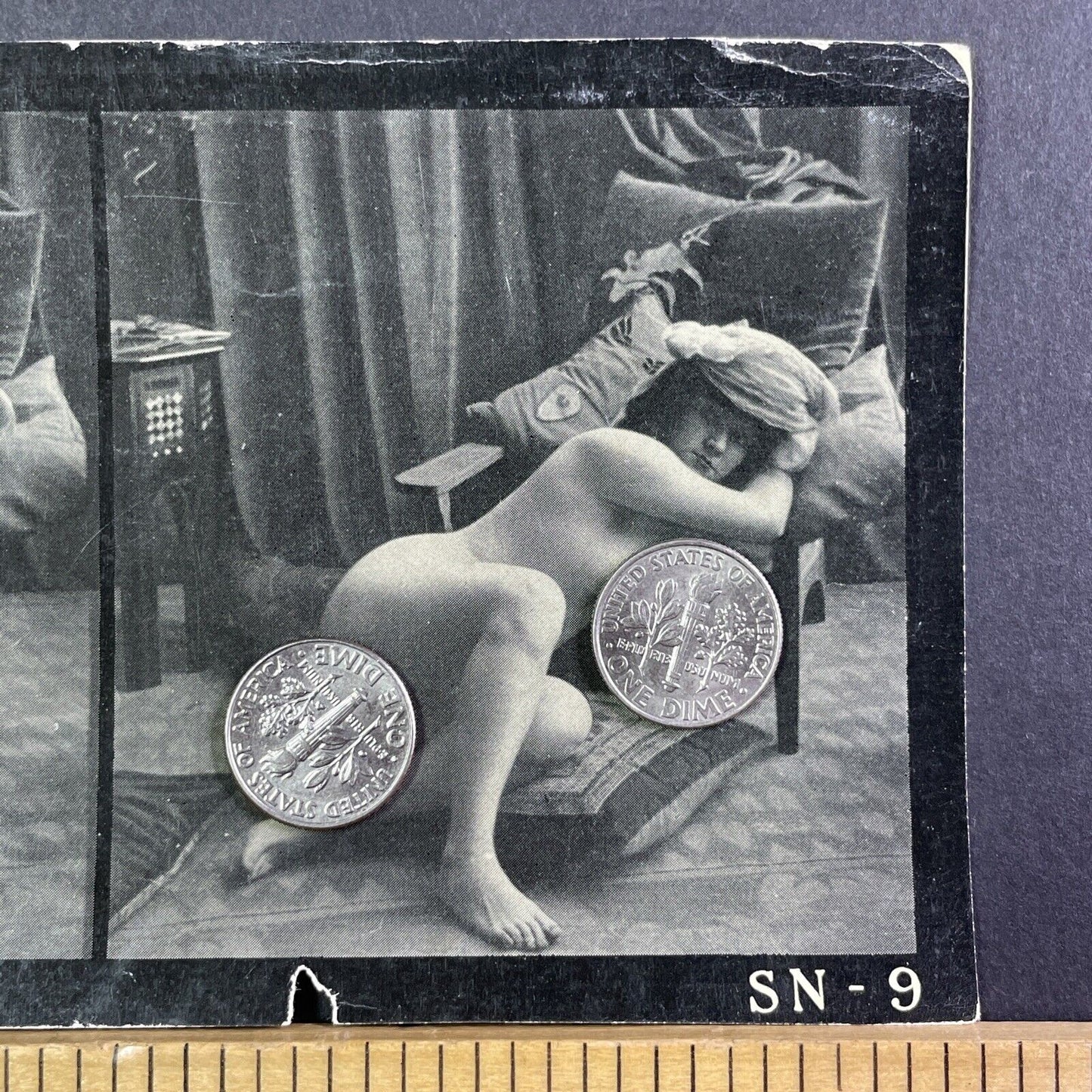Nude Risque Topless Beaudoin Woman Celluloid Stereoview Antique c1910 X1901