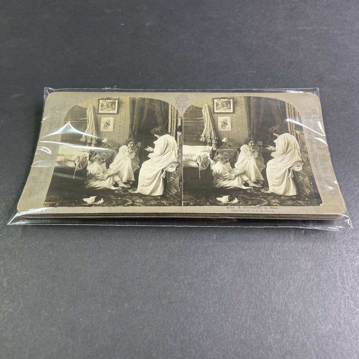 Lot of 4 Intruder Series #4596-4599 Stereoview C.H. Graves Antique c1903 Y1230
