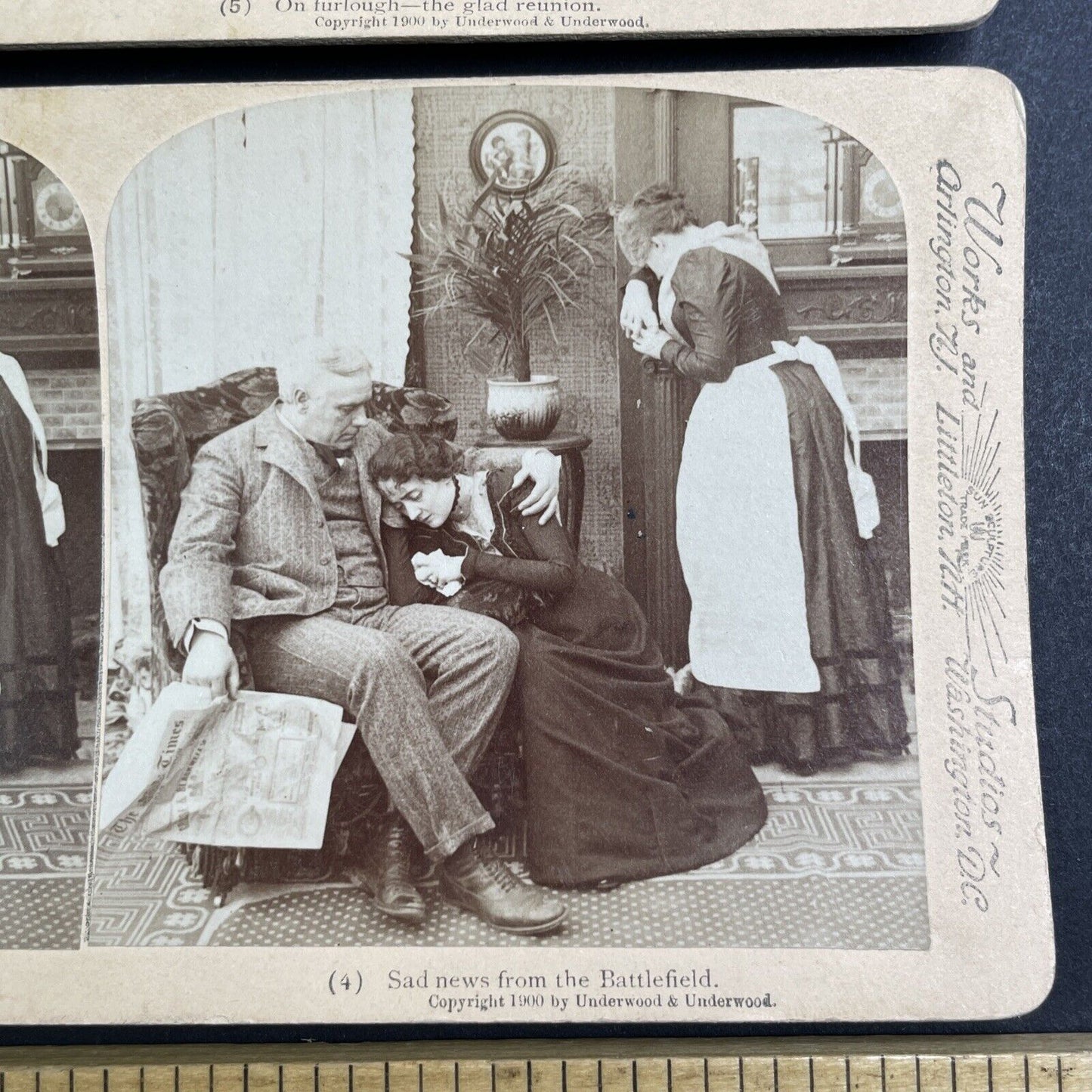 Lot of 6 Husband Goes to War Series #1-6 Stereoview Underwood c1900 Y1710