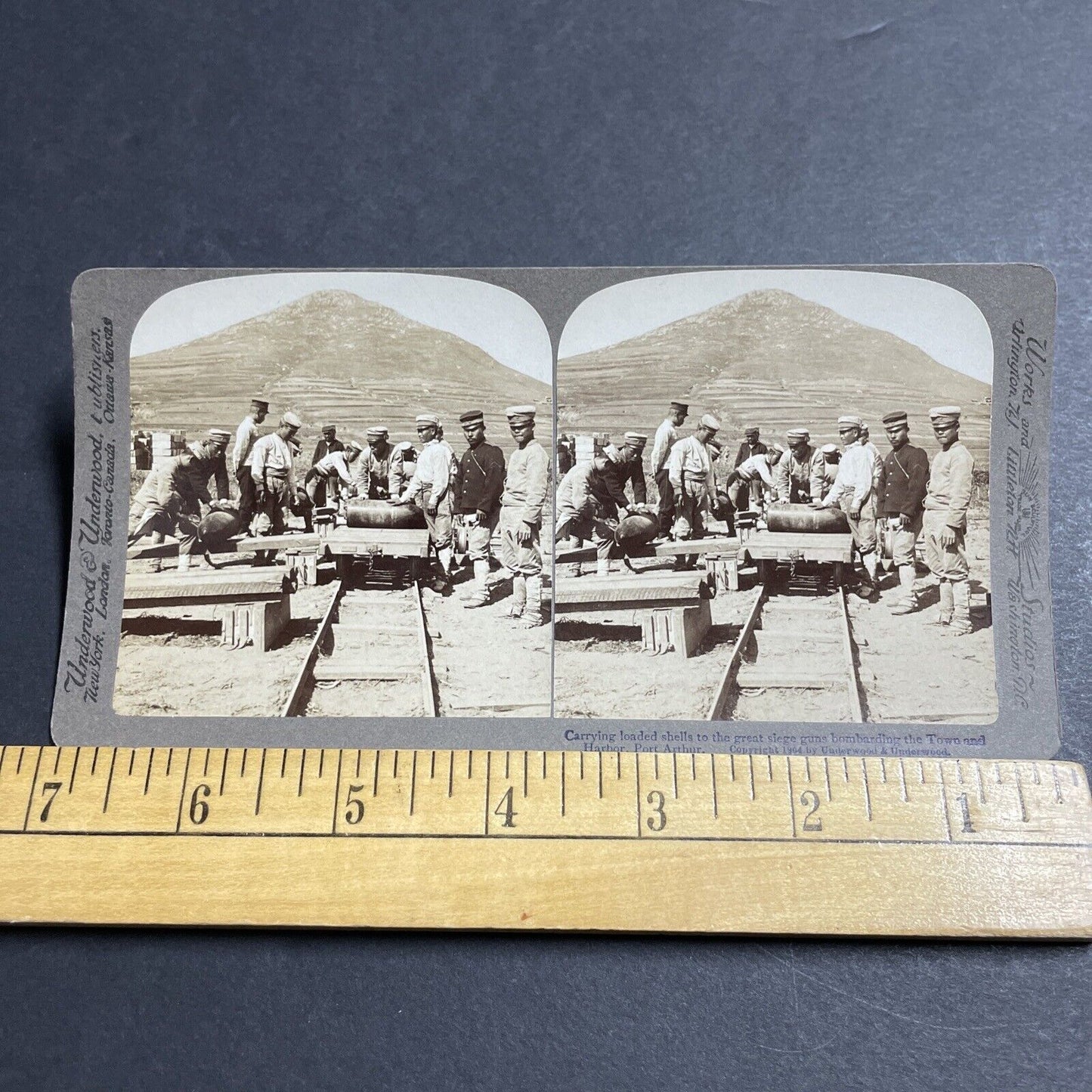 Antique 1904 Japan Artillery Load Canon Shells Stereoview Photo Card P380-10