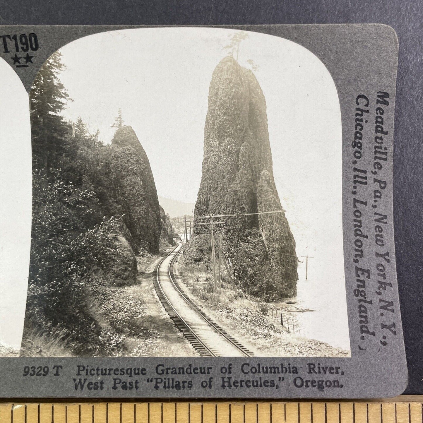 Pillars of Hercules Railroad Pass Oregon Stereoview Antique c1910s Y1184