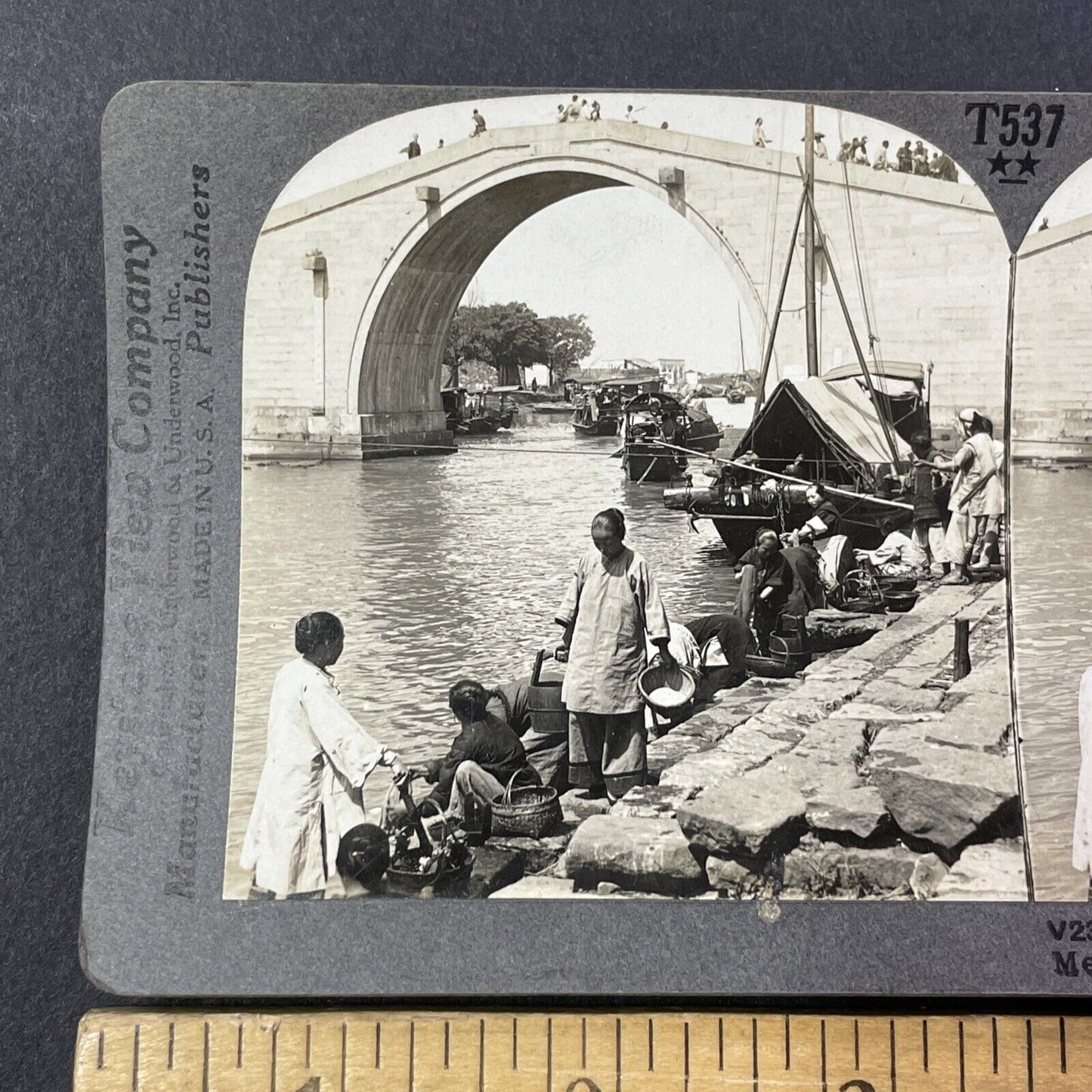 People Gathering Water Suzhou China Stereoview Antique c1901 X2803