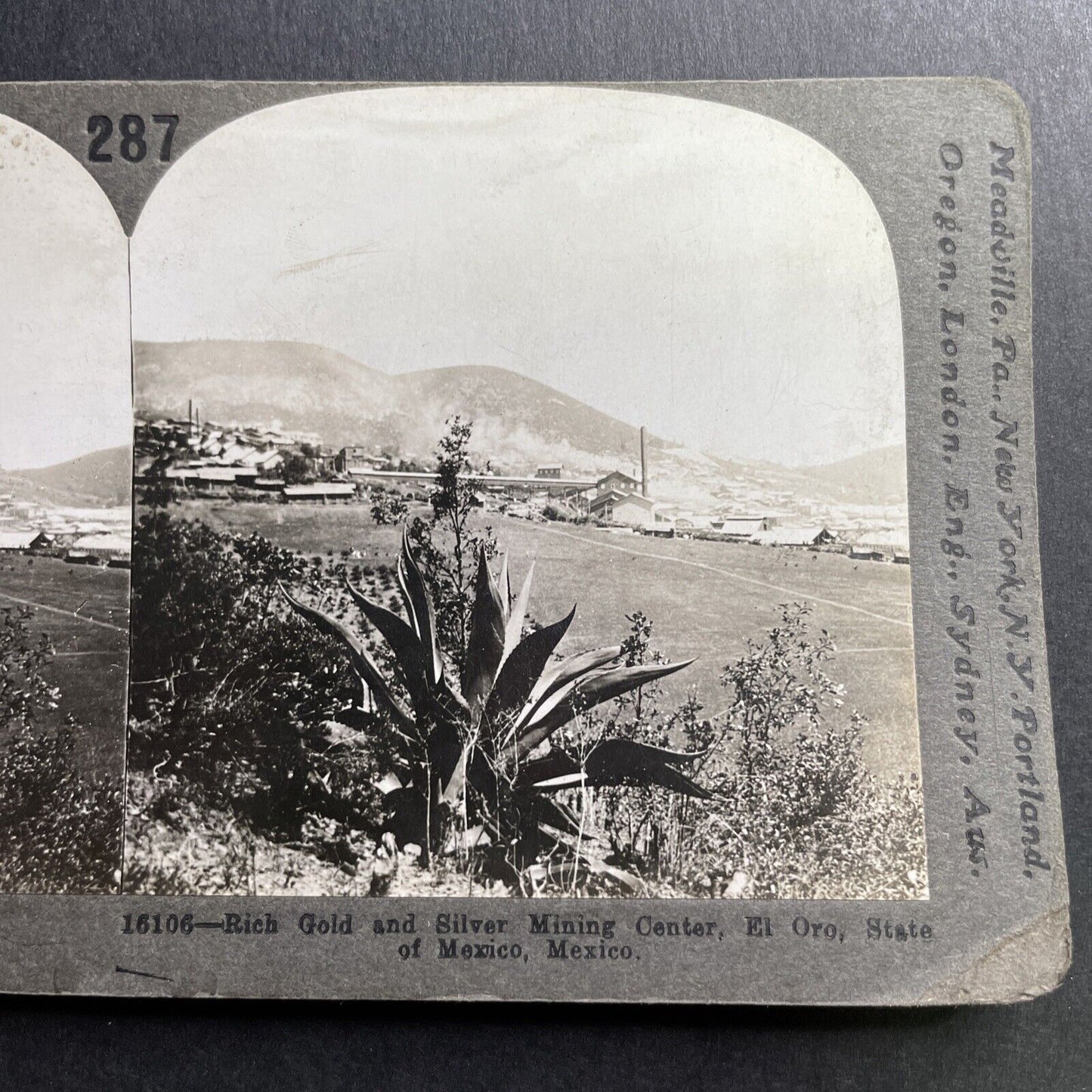 Antique 1913 El Oro Gold Mine Hidalgo Mexico Stereoview Photo Card P1607