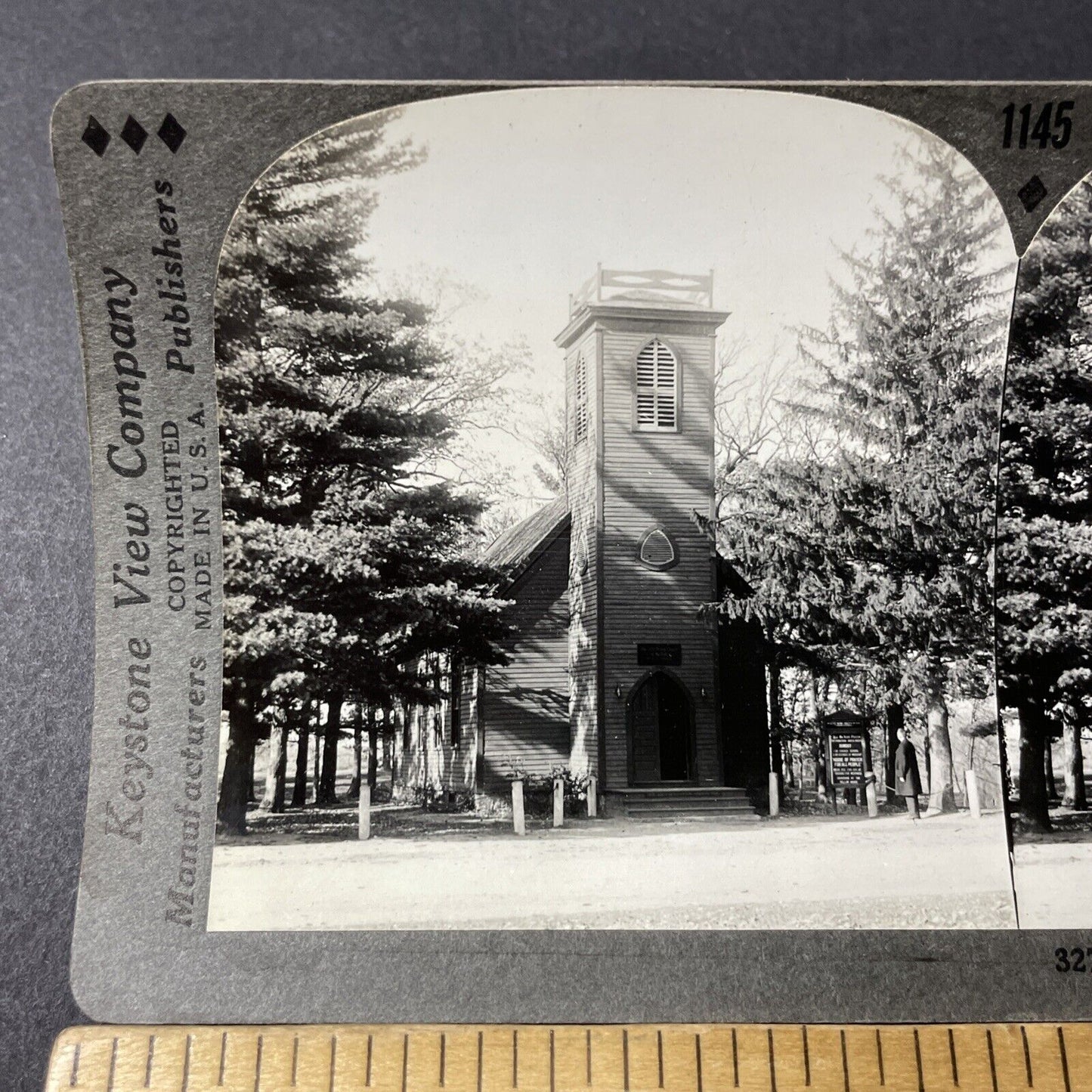 Antique 1910s Small Church In Bradford Iowa Stereoview Photo Card V2591