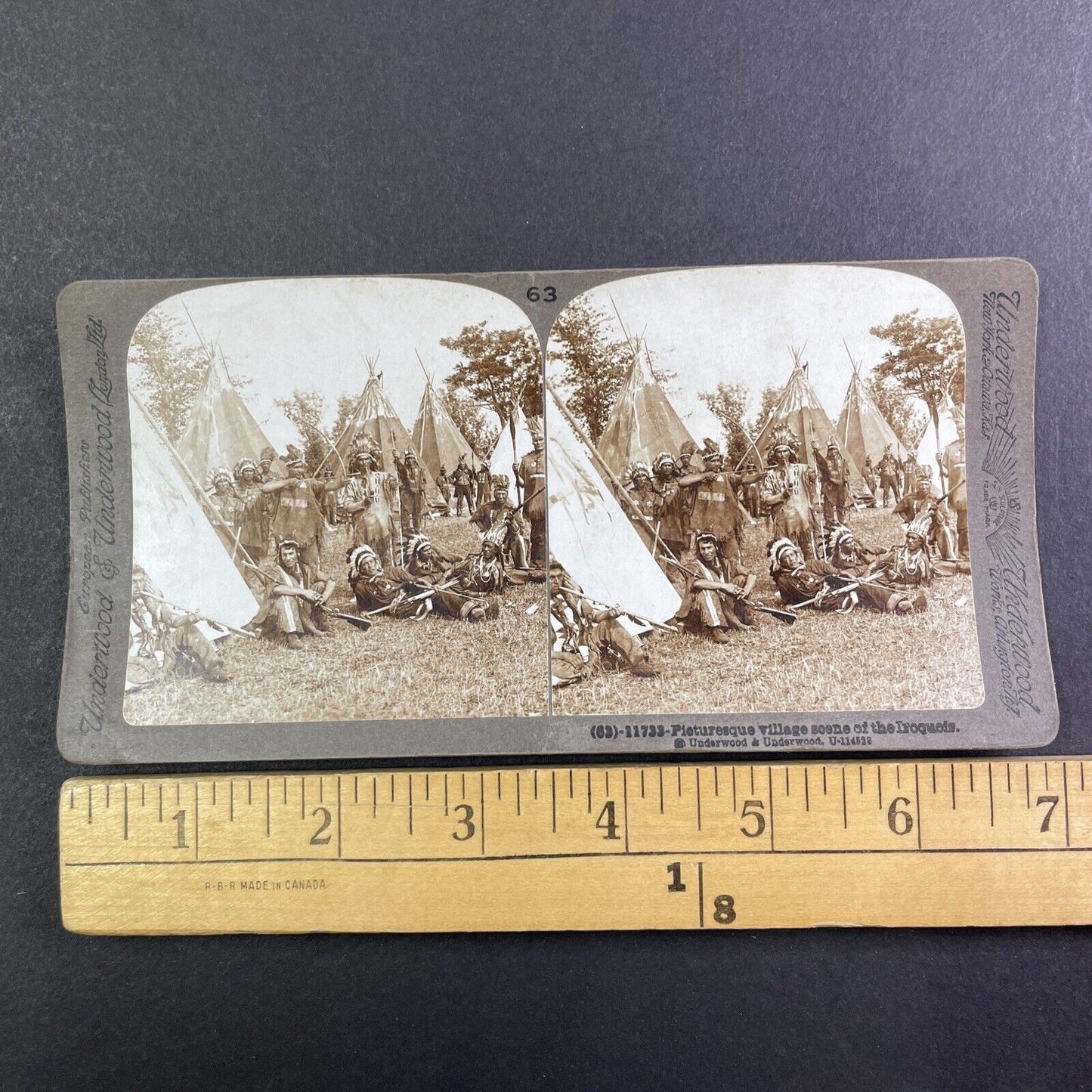 Iroquois Native American Indian Staged Scene Stereoview c1890s Y1716