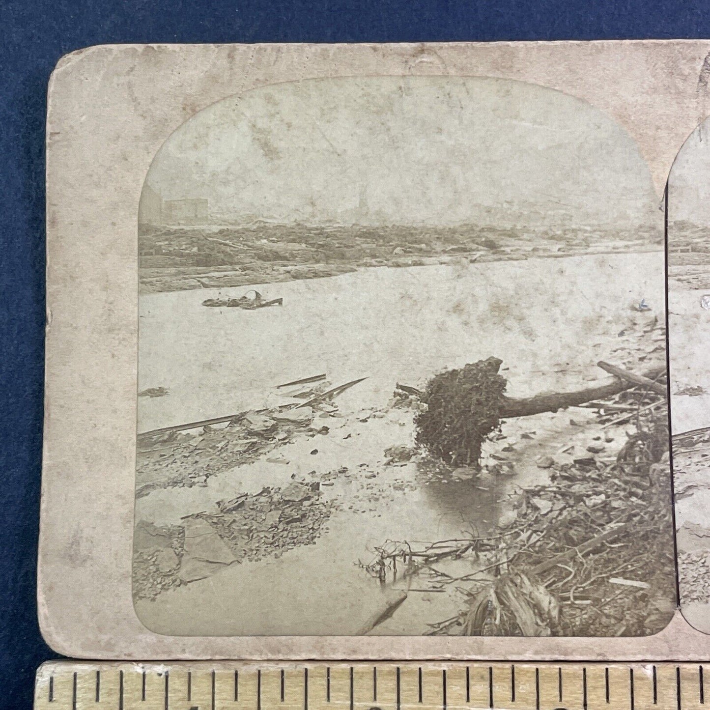 Pennsylvania Railway Johnstown Flood Disaster Stereoview Antique c1889 X2488