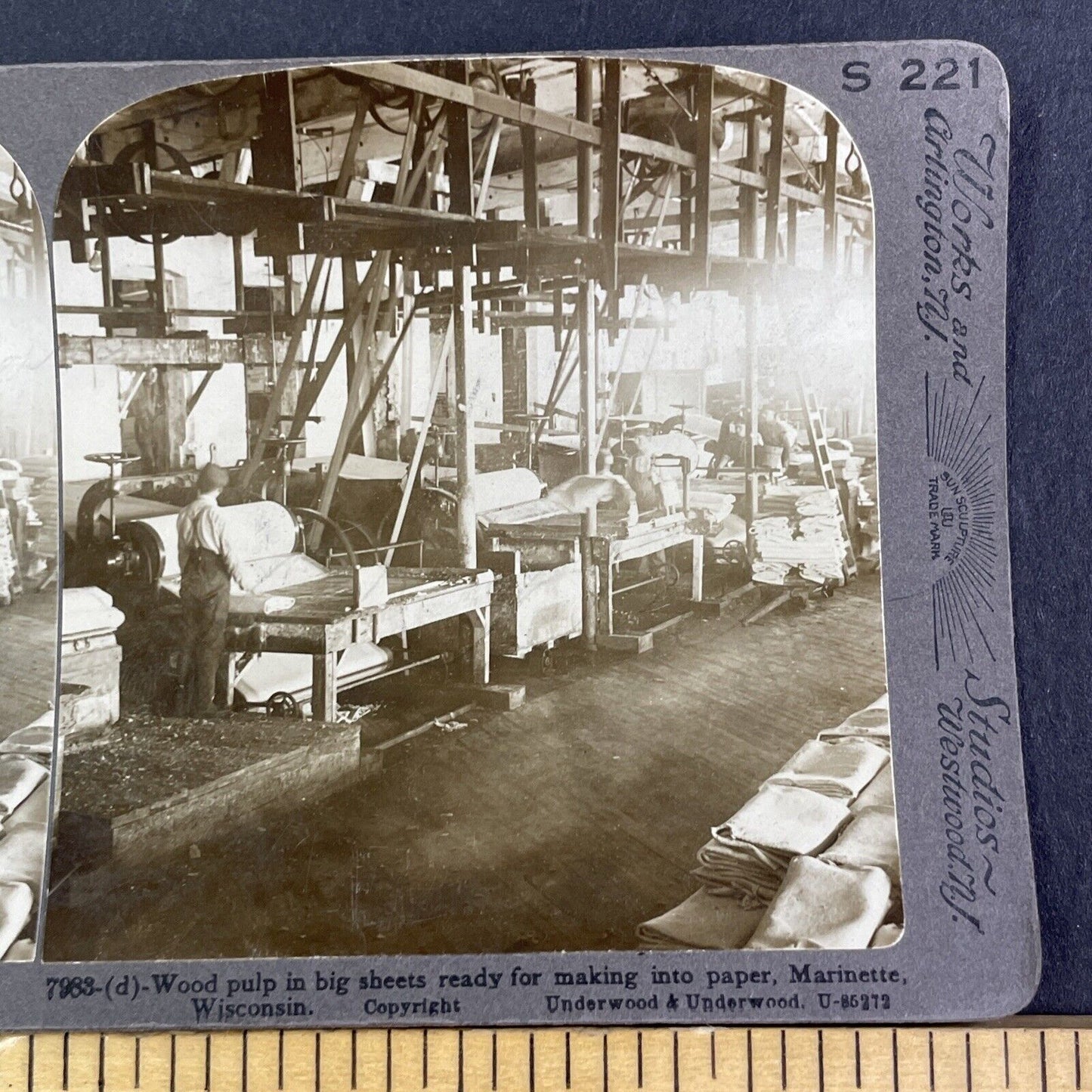 Kimberly-Clark Paper Mill Stereoview Marinette Wisconsin Antique c1909 X3139