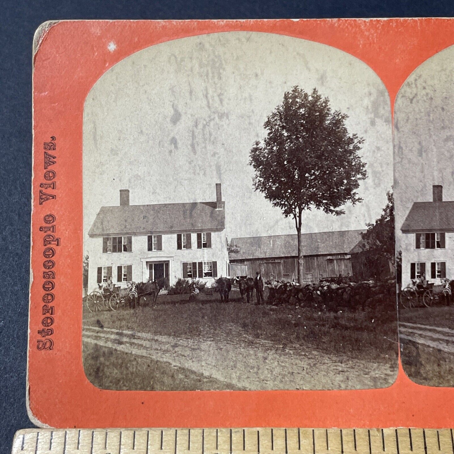 Antique 1860s Homestead Home Milford New Hampshire Stereoview Photo Card V1836