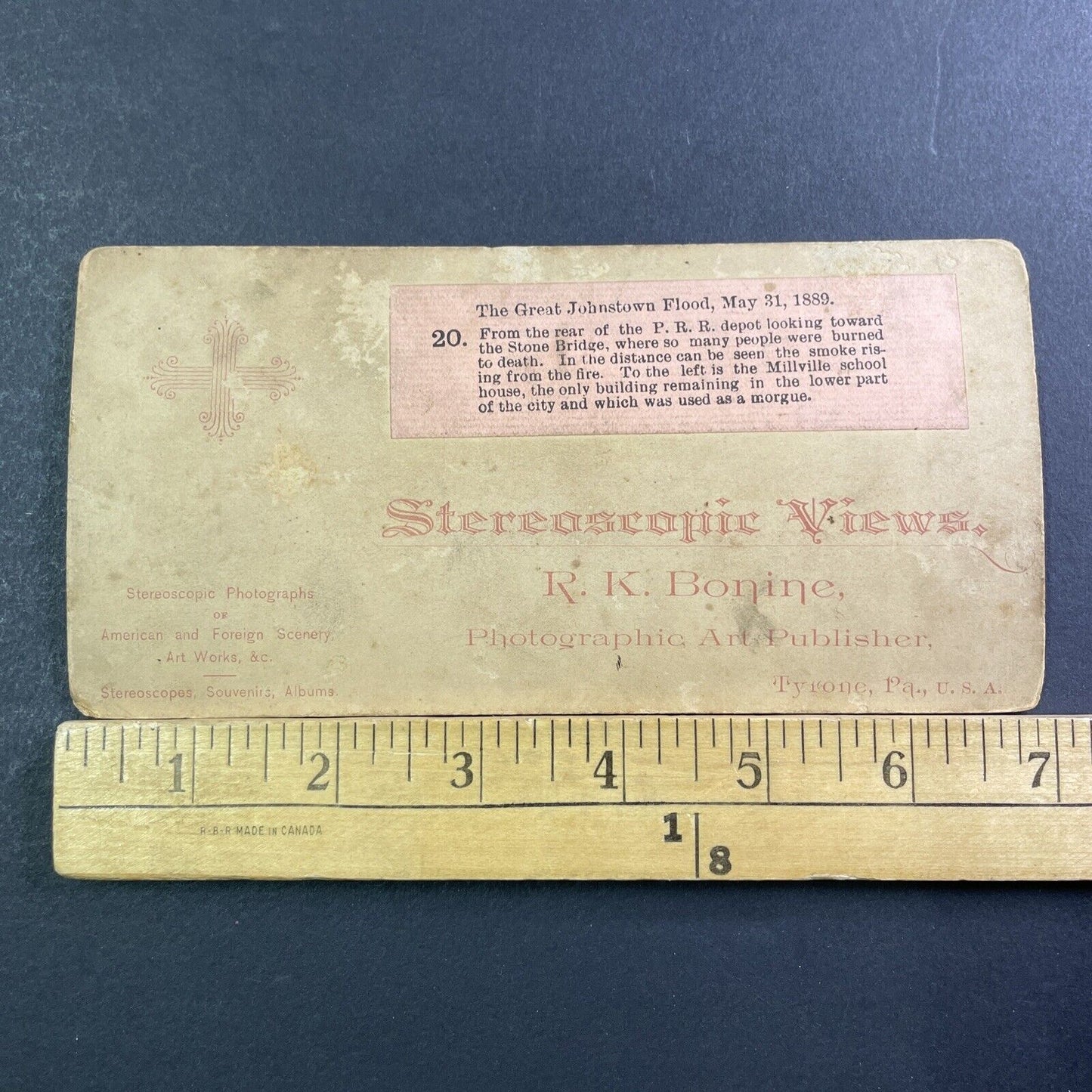 Millville School House Johnstown Flood Disaster Stereoview Antique c1889 X2487