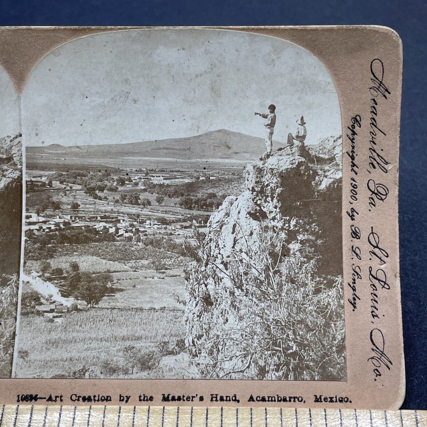Antique 1900 Boy Tempts Fate Acambaro Mexico Stereoview Photo Card P1892
