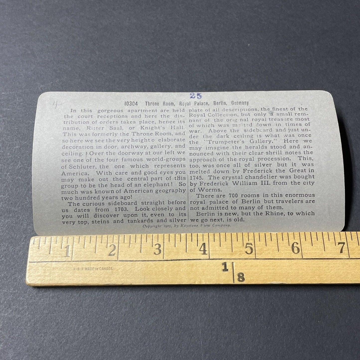 Antique 1909 Royal Palace Throne Room Berlin Germany Stereoview Photo Card V2842