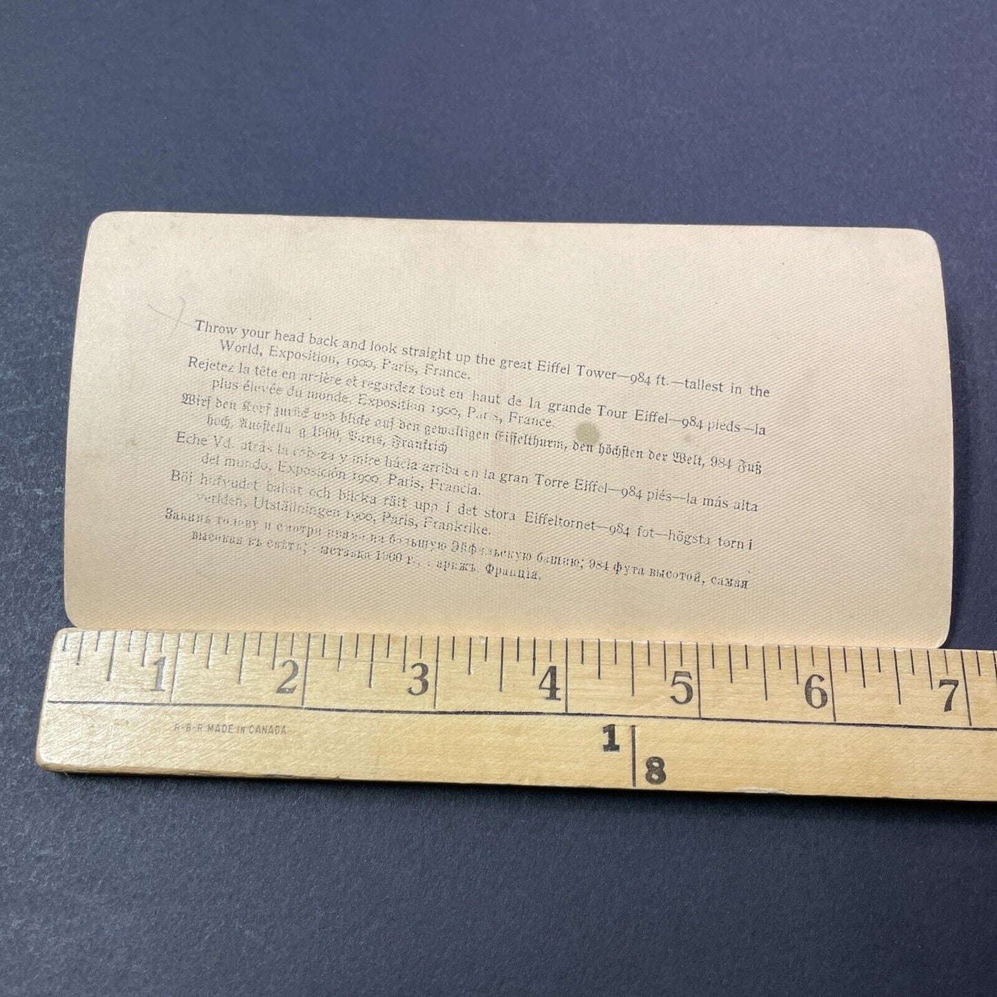 Antique 1900 Eiffel Tower Paris Looking Up View Stereoview Photo Card V3300