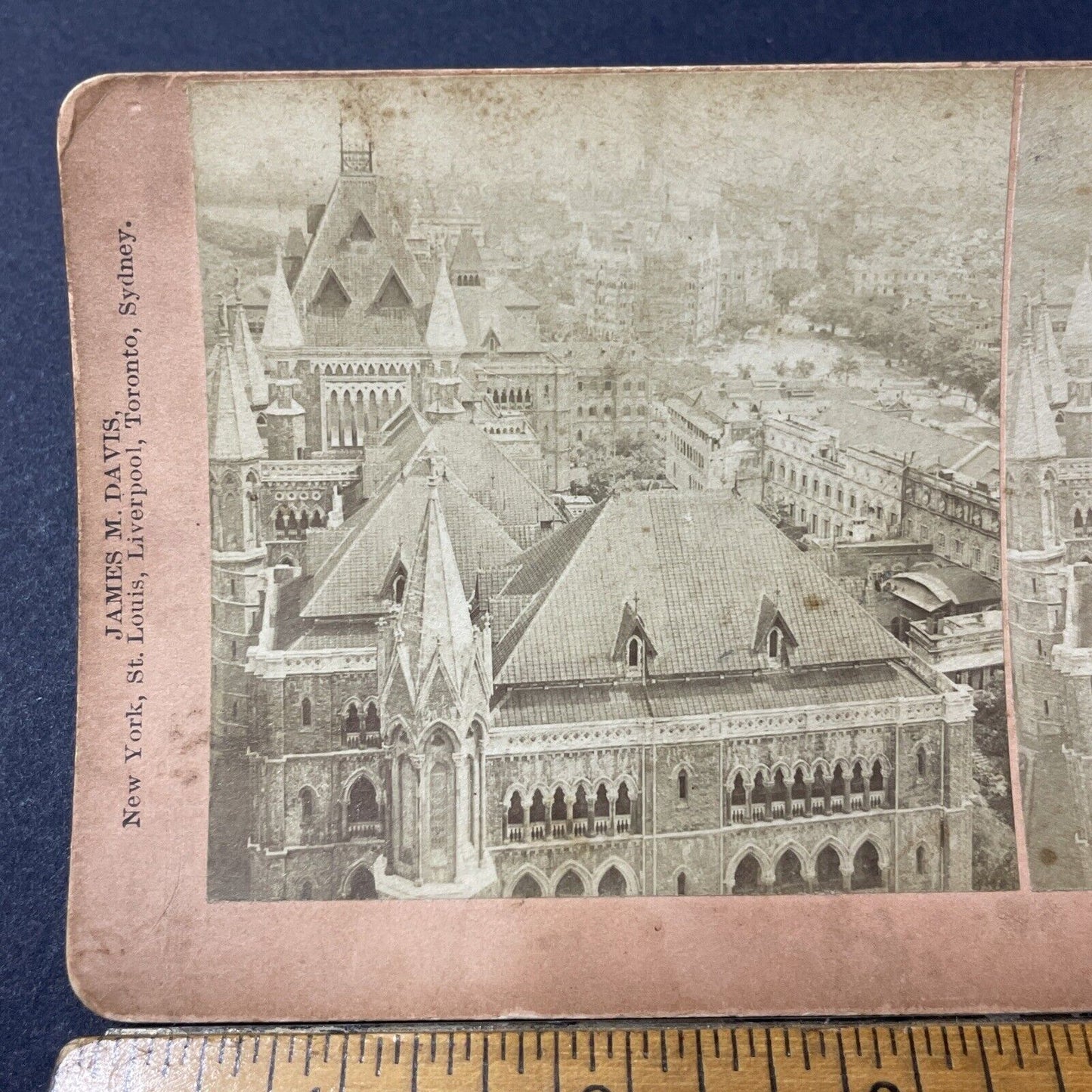 Antique 1899 Bombay Mumbai India City Center Stereoview Photo Card Q2221