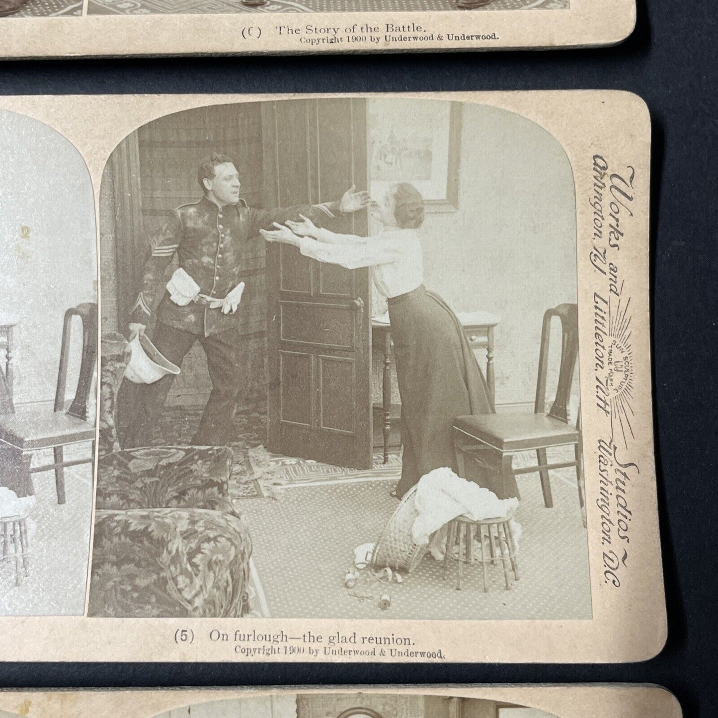 Lot of 6 Husband Goes to War Series #1-6 Stereoview Underwood c1900 Y1710