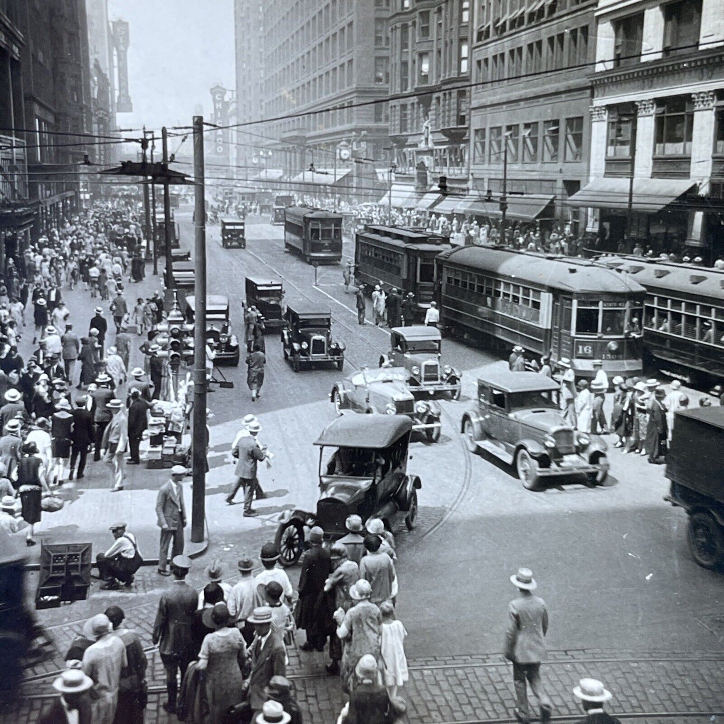 Antique 1920s State Street Chicago Illinois Stereoview Photo Card P3163
