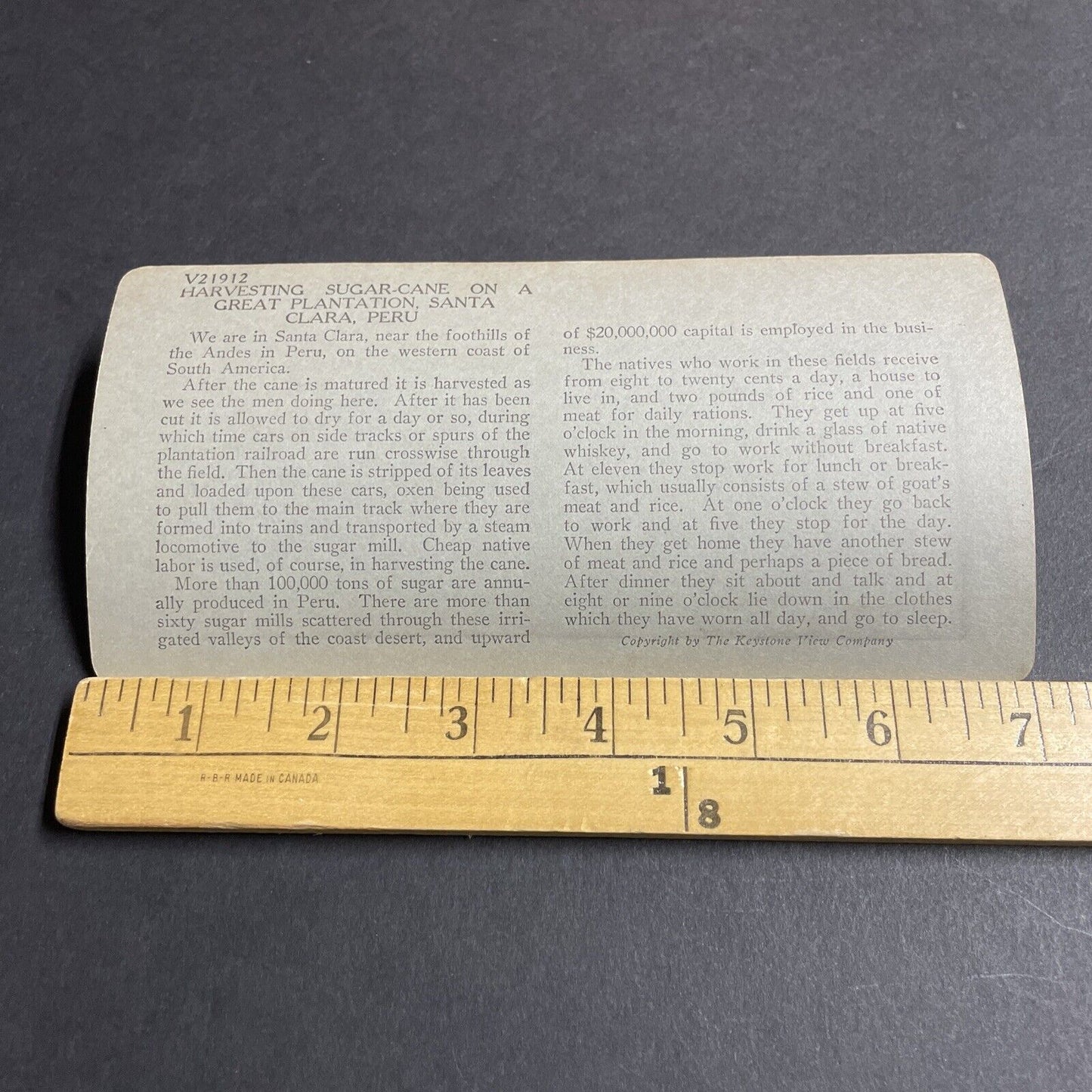 Antique 1910s Sugar Cane Harvest In Ate Peru Stereoview Photo Card P4420
