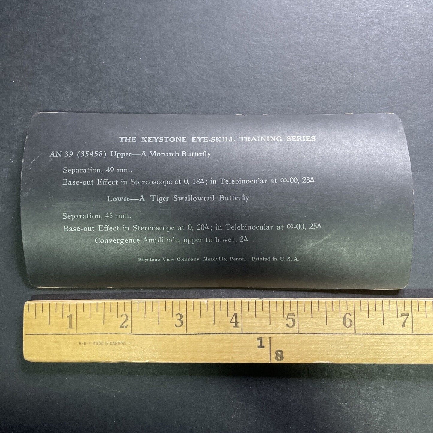 Antique 1920s Eye Training Slide (Butterflies) Stereoview Photo Card P1281