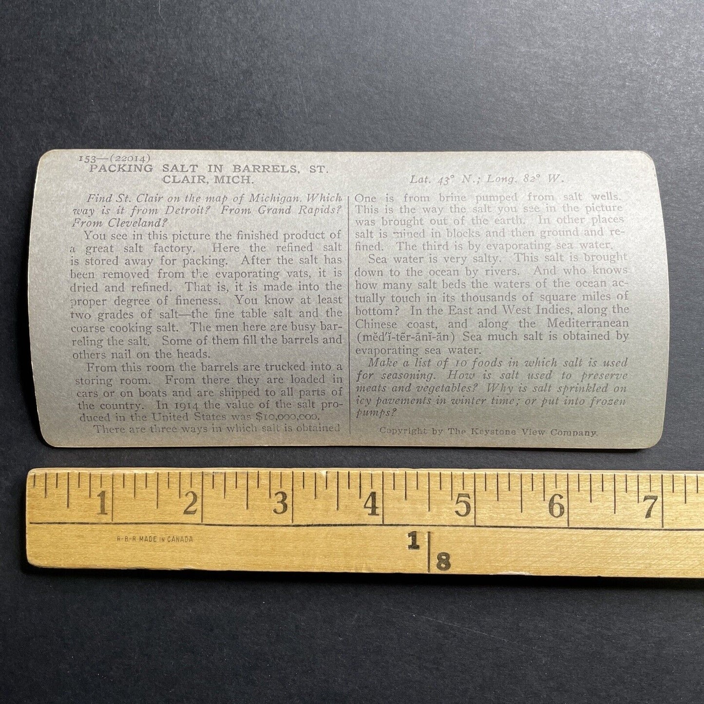 Antique 1915 Salt Packing Factory St. Clair Michigan Stereoview Photo Card P1531