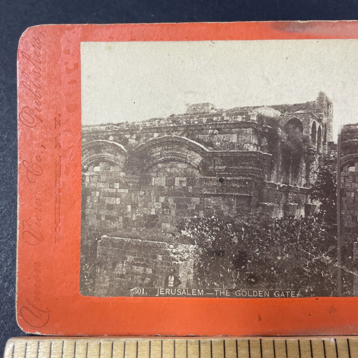 Antique 1860s The Golden Gate In Jerusalem Stereoview Photo Card P381-06