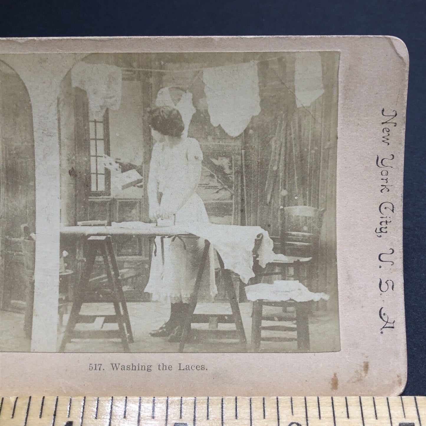 Antique 1894 Women Washing Lingerie In Seductive Stereoview Photo Card P1969