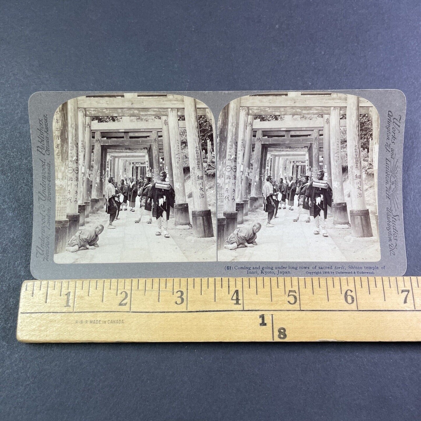 Monks Praying at Shinto Temple of Inari Stereoview Kyoto Japan c1904 Y2789