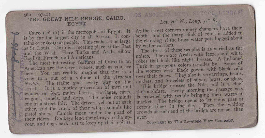 Antique 1903 Crossing The Kobri El Gezira Bridge, Cairo, Egypt Photo Card P094